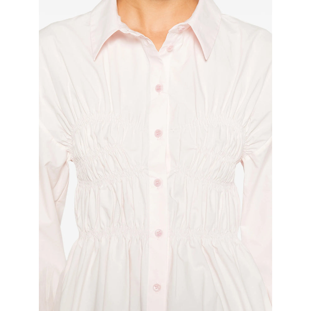 Soft Light Pink Shirred Peplum Top