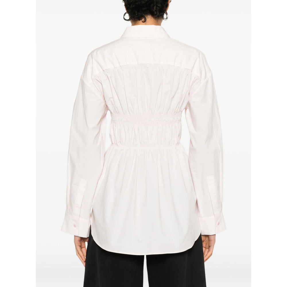 Soft Light Pink Shirred Peplum Top
