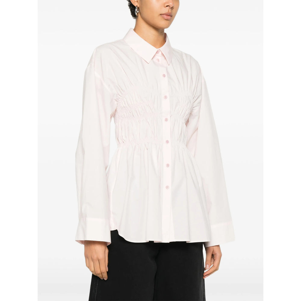 Soft Light Pink Shirred Peplum Top