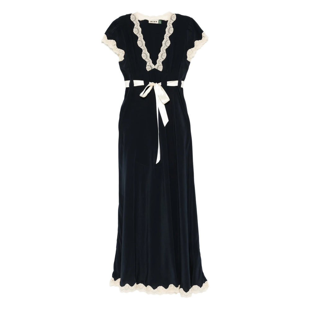 Silk Lace Tie Front Top