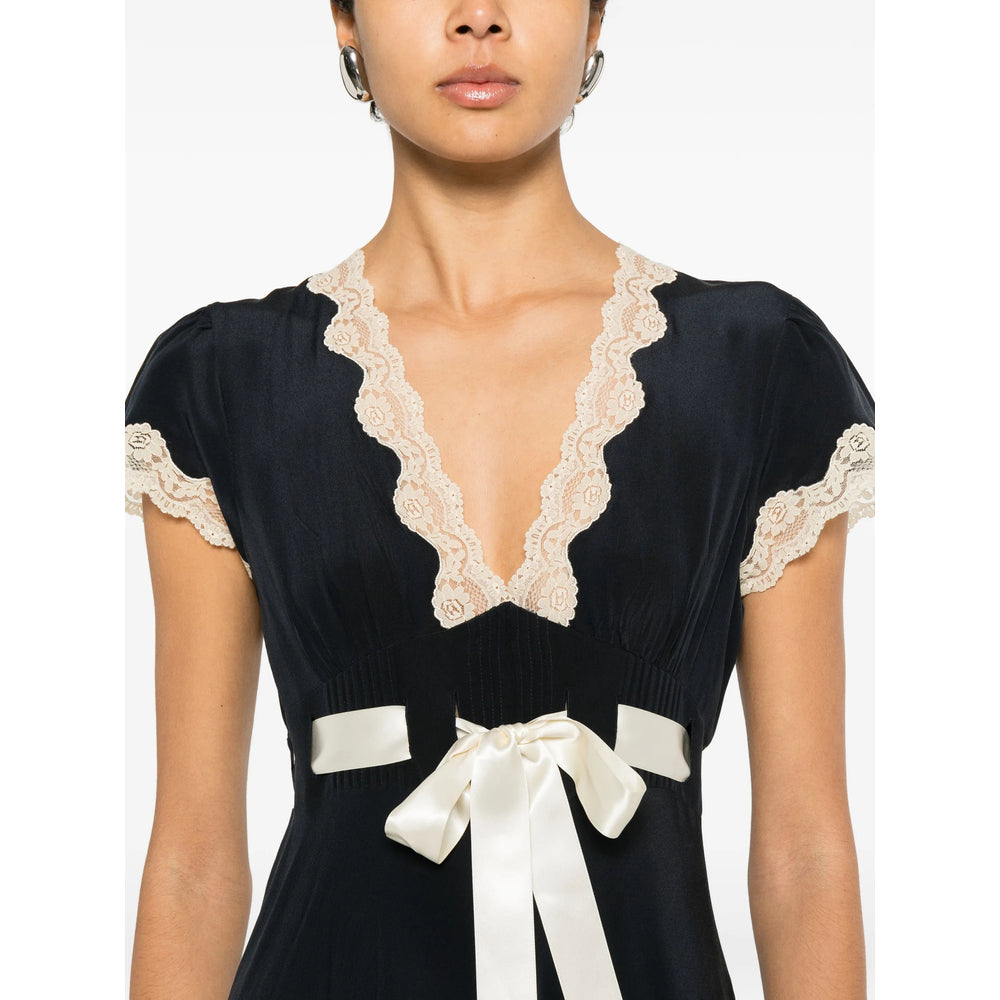 Silk Lace Tie Front Top