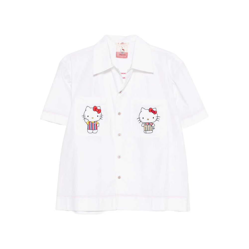 Crisp White Cotton Shirt With Embroidered Pockets