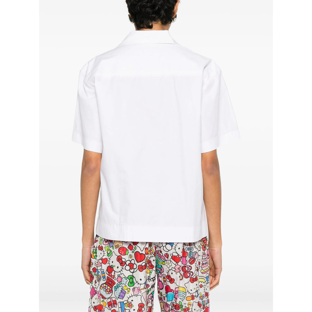 Crisp White Cotton Shirt With Embroidered Pockets