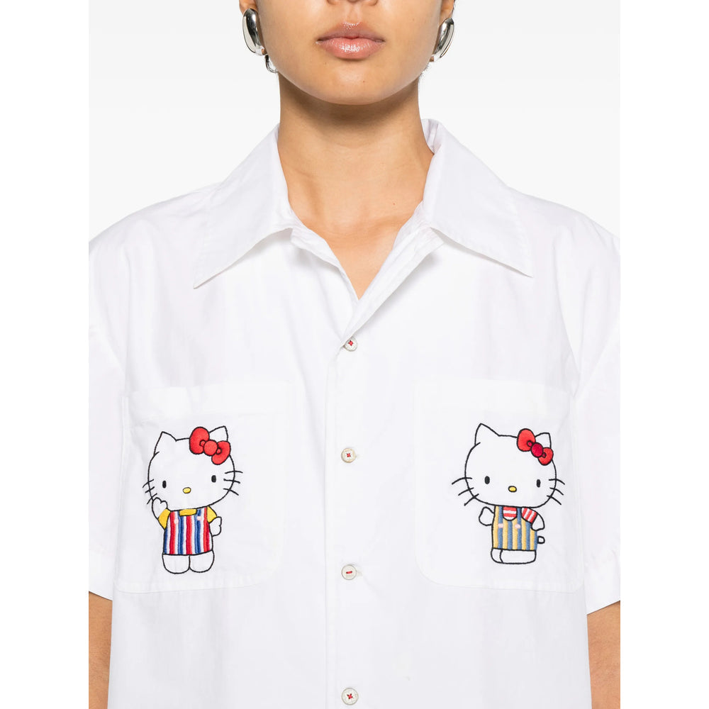 Crisp White Cotton Shirt With Embroidered Pockets