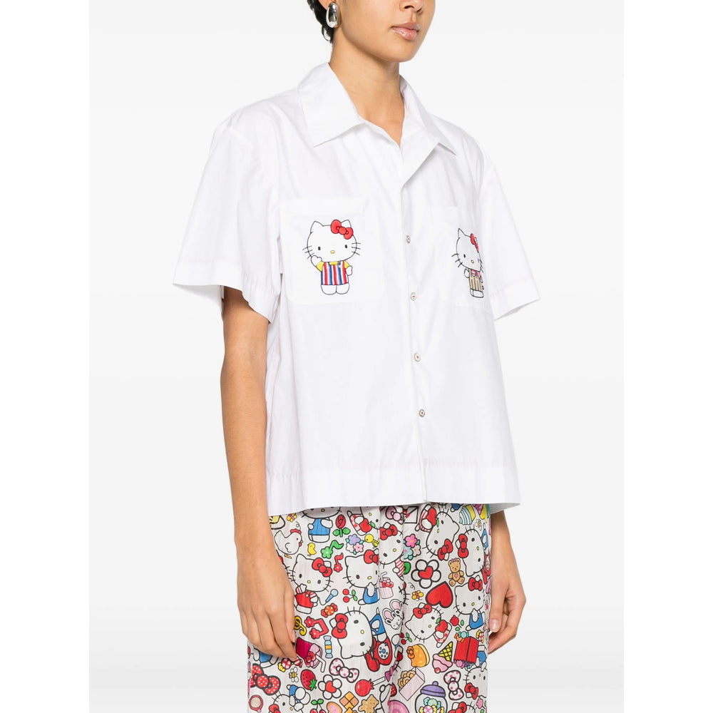 Crisp White Cotton Shirt With Embroidered Pockets