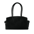 Black Suede Top Handle Tote Bag