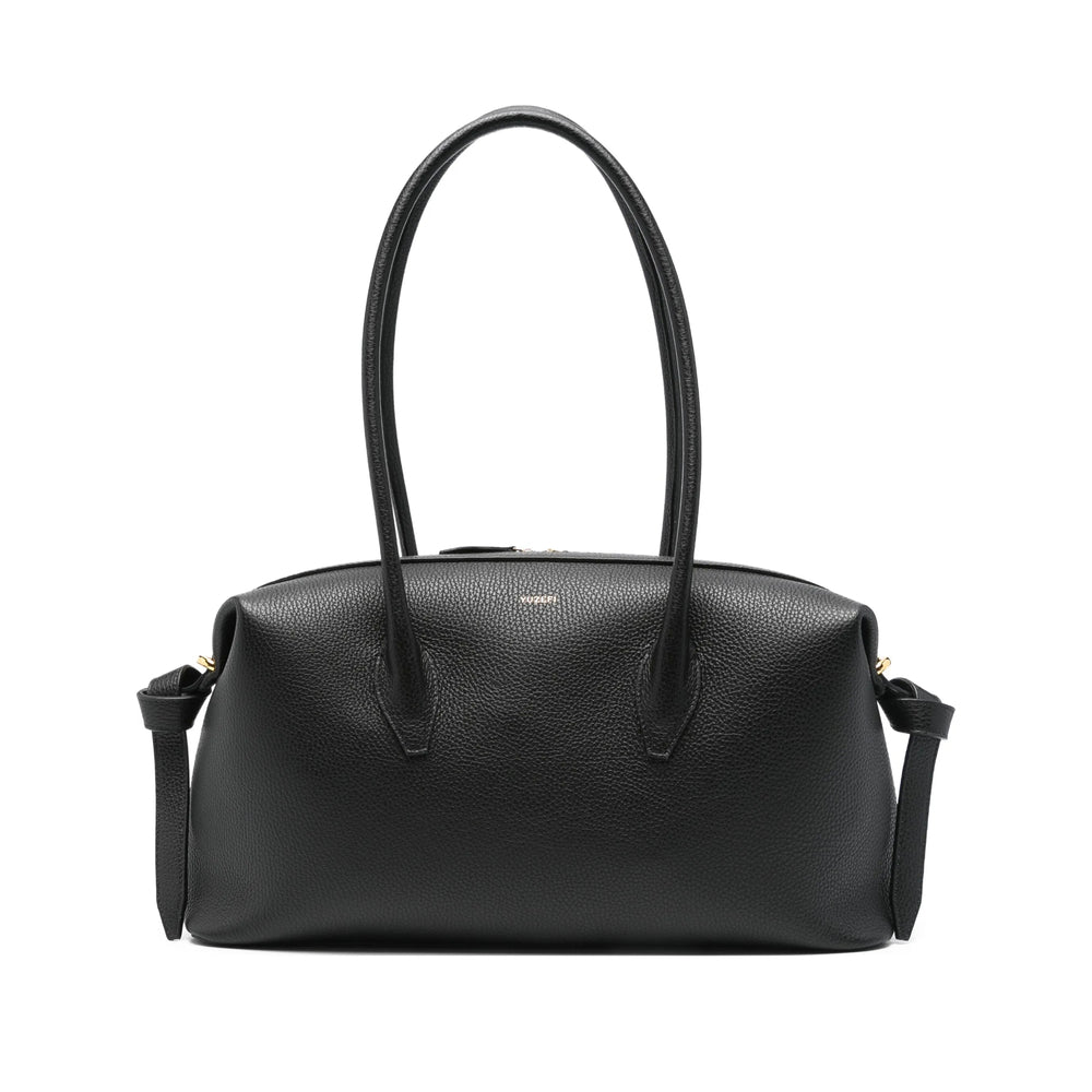 Black Calf Leather Top Handle Satchel
