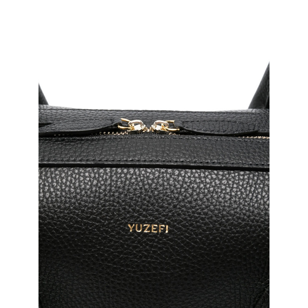 Black Calf Leather Top Handle Satchel