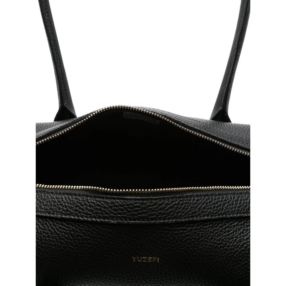 Black Calf Leather Top Handle Satchel