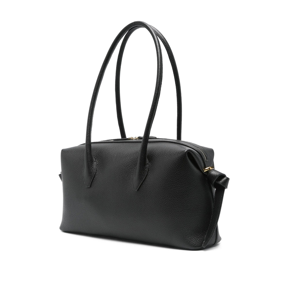 Black Calf Leather Top Handle Satchel