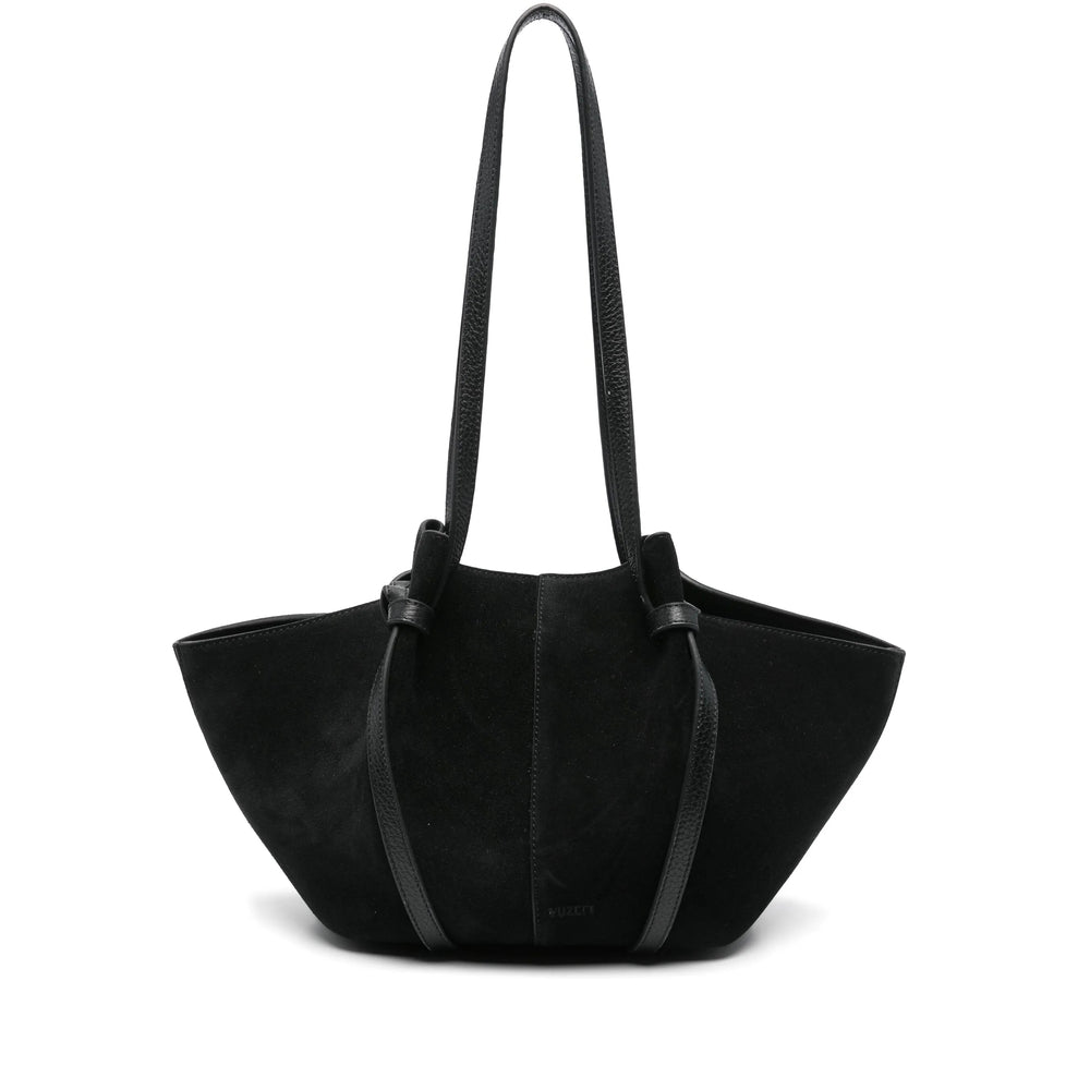 Black Suede Expandable Satchel