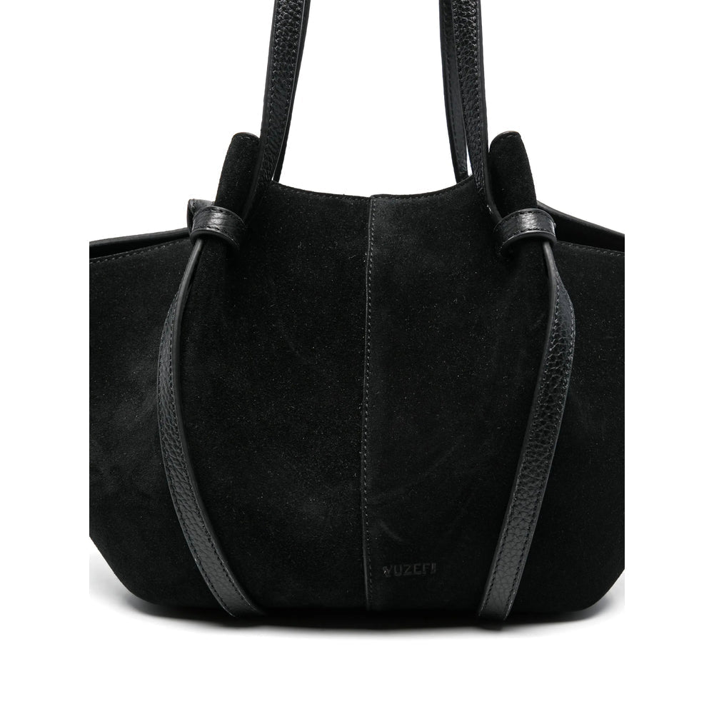 Black Suede Expandable Satchel