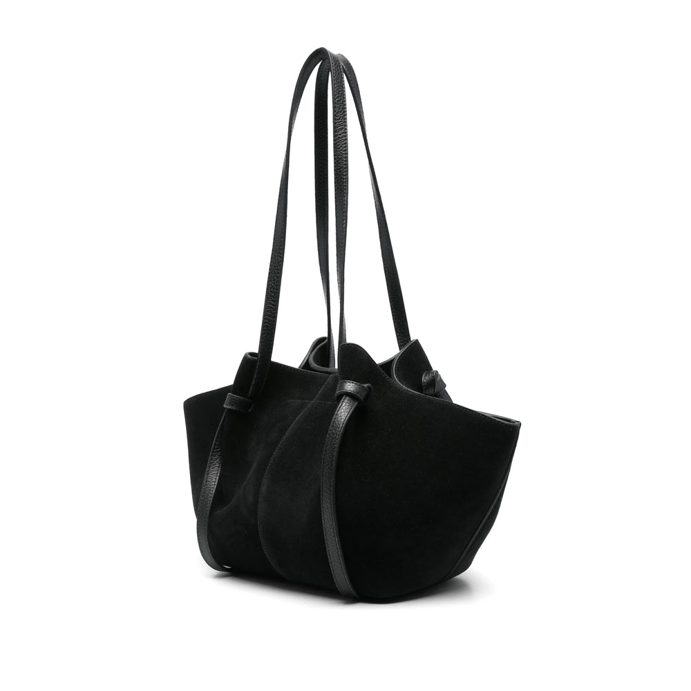 Black Suede Expandable Satchel