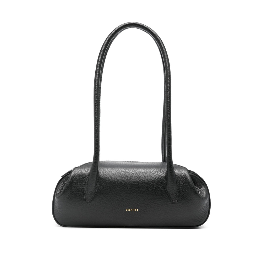 Black Calf Leather Top Handle Bag
