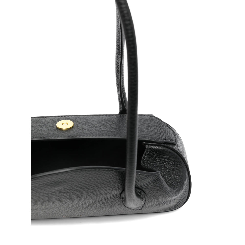 Black Calf Leather Top Handle Bag