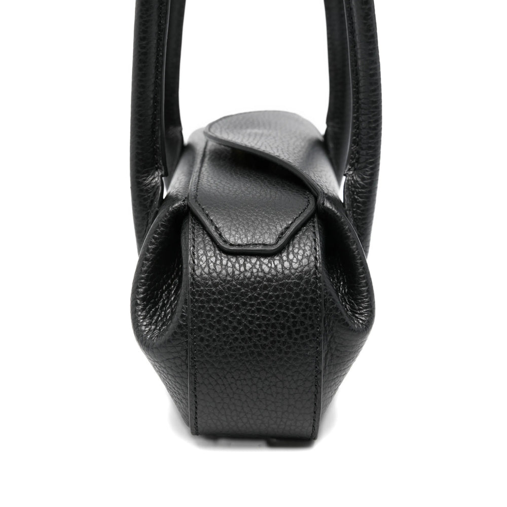 Black Calf Leather Top Handle Bag