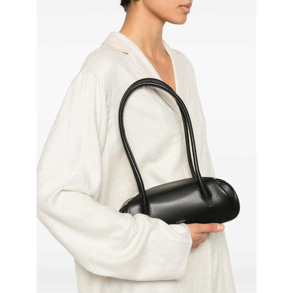 Black Calf Leather Top Handle Bag