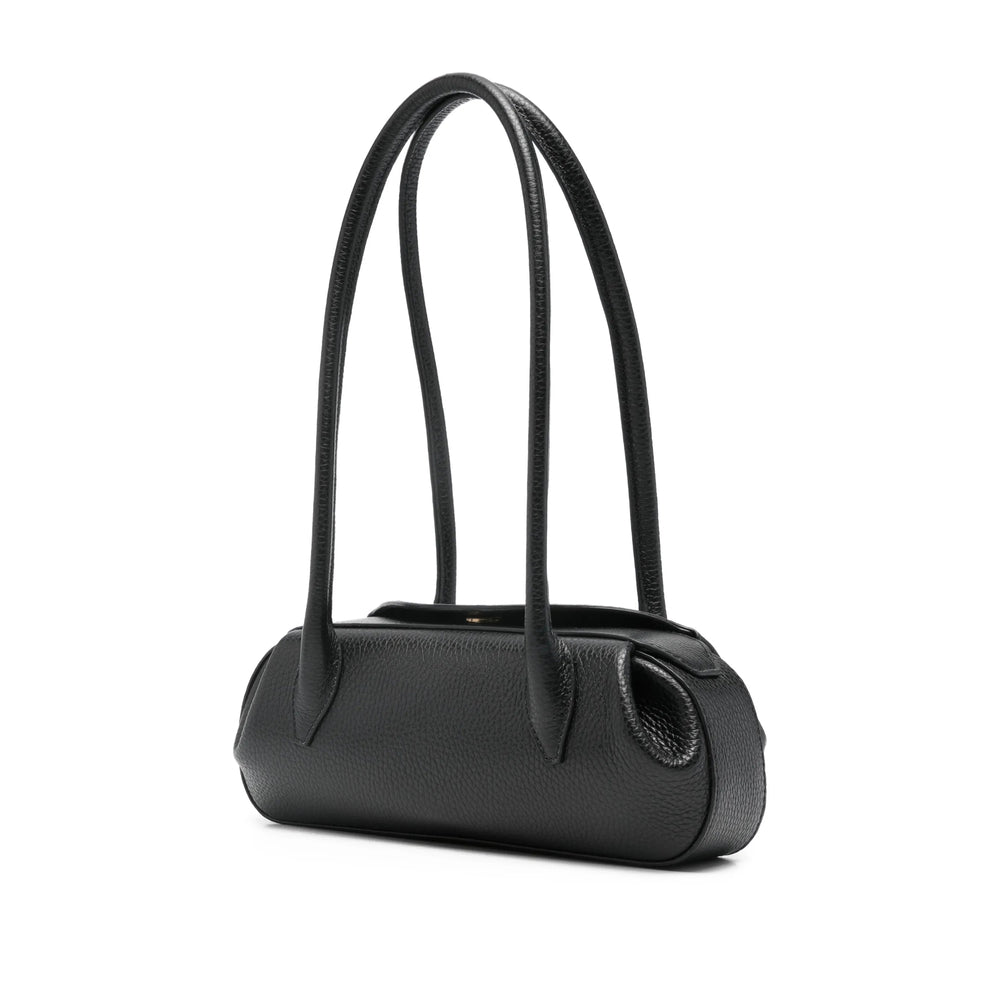 Black Calf Leather Top Handle Bag