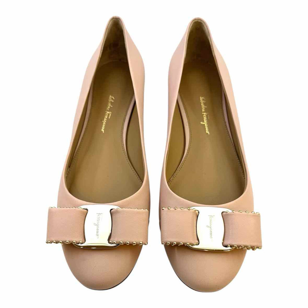 SALVATORE FERRAGAMO Size 9 Pink Leather Solid Flats