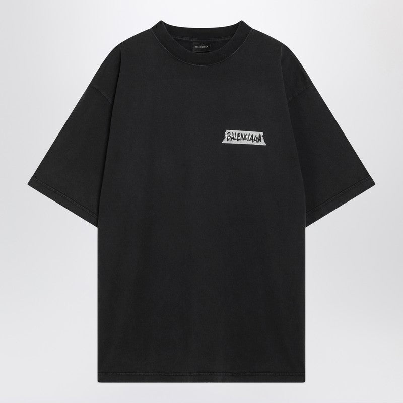 Black washed Masking Tape T-shirt with medium fit