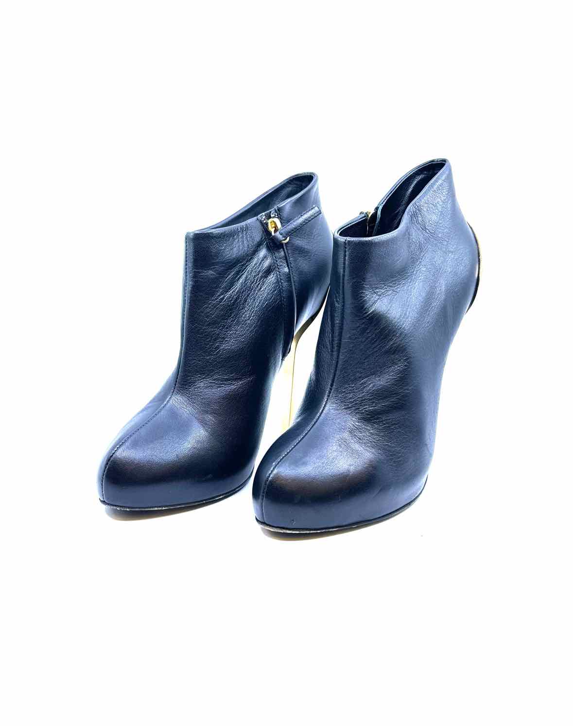 GIUSEPPE ZANOTTI Size 9.5 Black, gold Leather Solid Ankle Boot