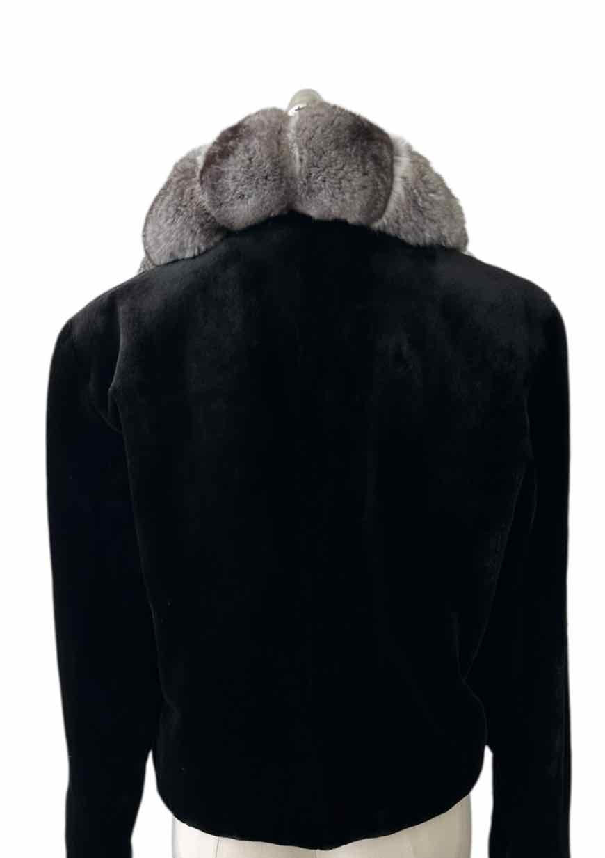 HILLIS Black Mink Chinchilla Coat Size M