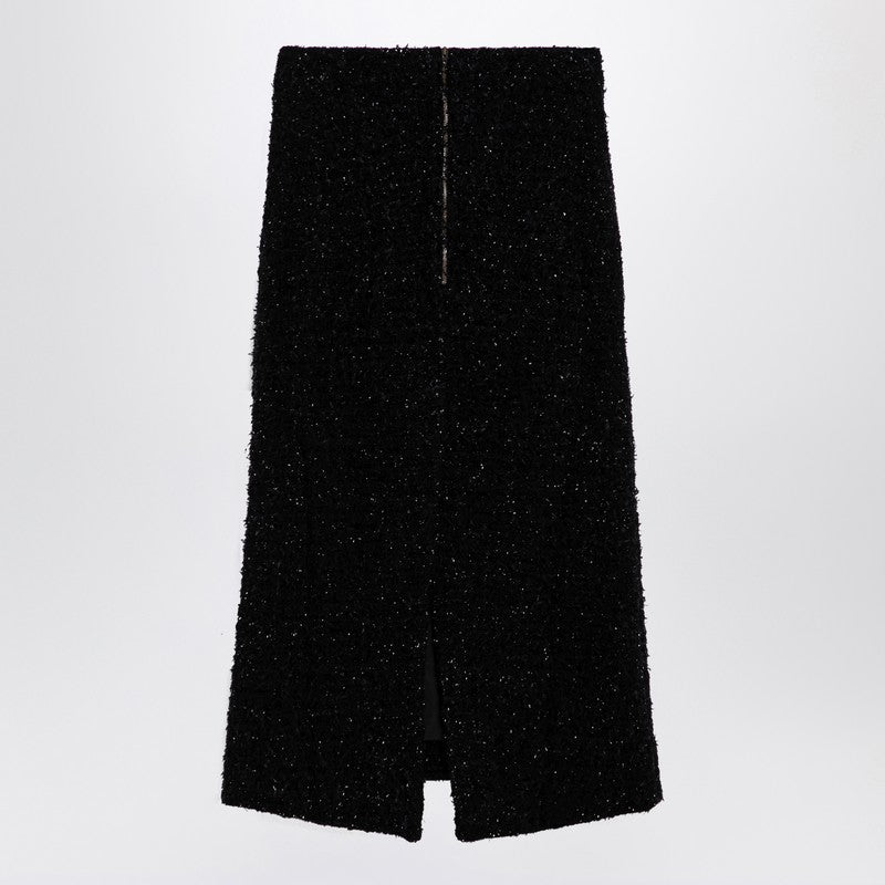 Black Tweed Midi Skirt