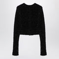 Black Cotton Blend Tweed Cropped Cardigan