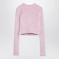 Pink Cotton Blend Tweed Cropped Cardigan