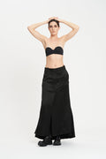 Masnada Black satin jacquard long skirt