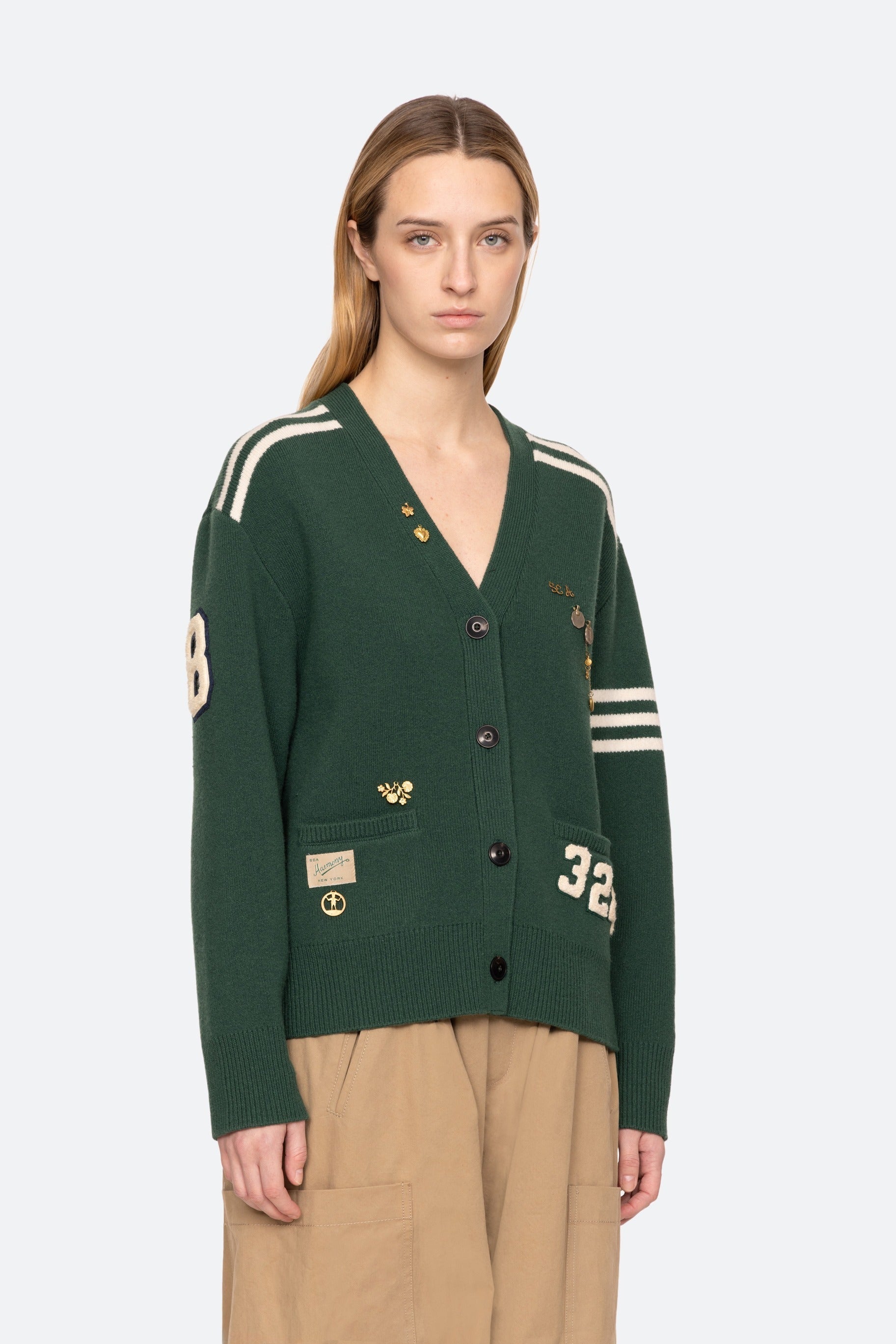 SEA NEW YORK ARTHER VARSITY KNIT CARDIGAN