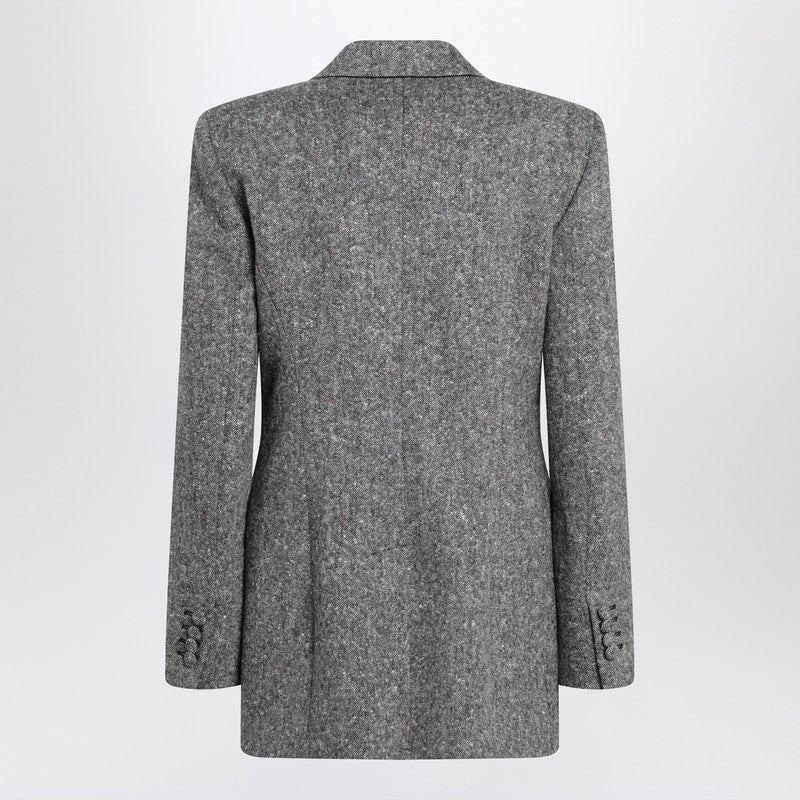 Double-breasted jacket in natté wool bouclé