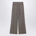 Ivory/brown patterned wool trousers