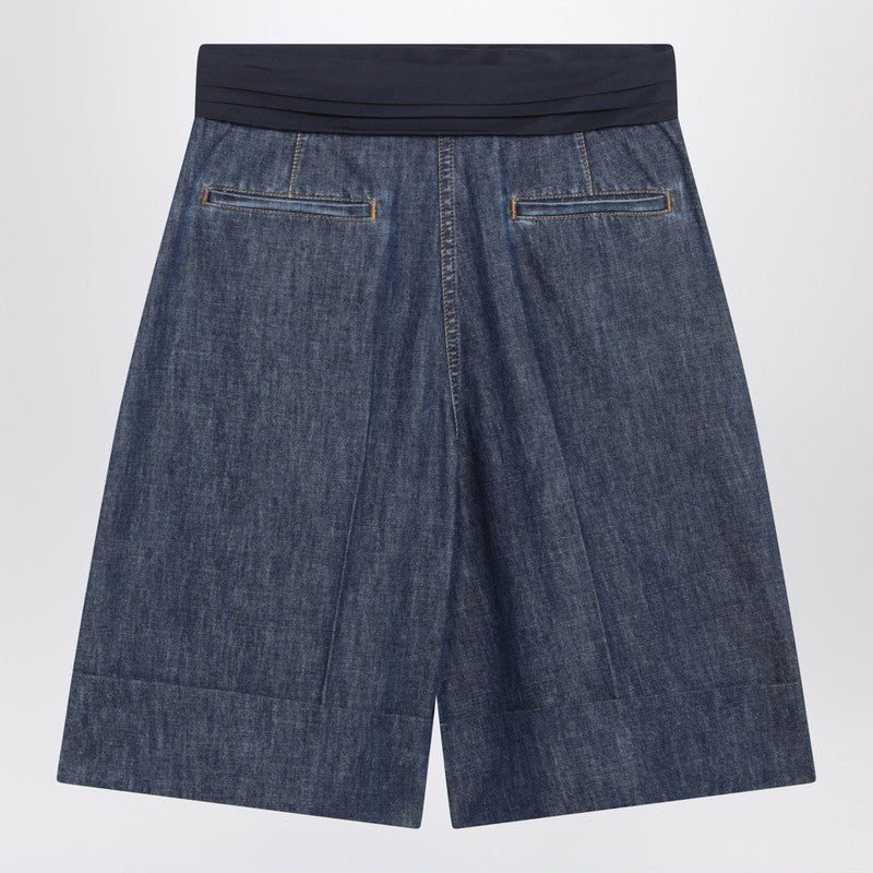 Denim bermuda shorts with oversized bow