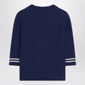 Blue double-breasted wool cardigan