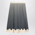 Blue/ivory silk skirt