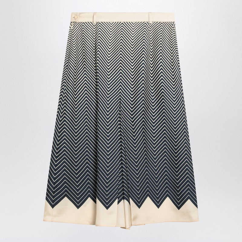 Blue/ivory silk skirt