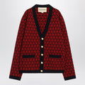 Jacquard patterned cardigan Toute la V red/navy blue