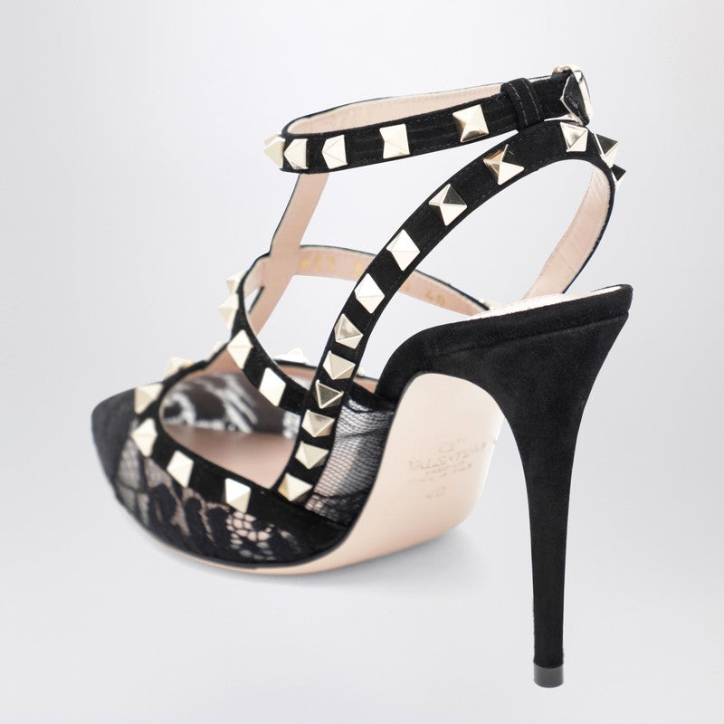 High black Rockstud lace pumps