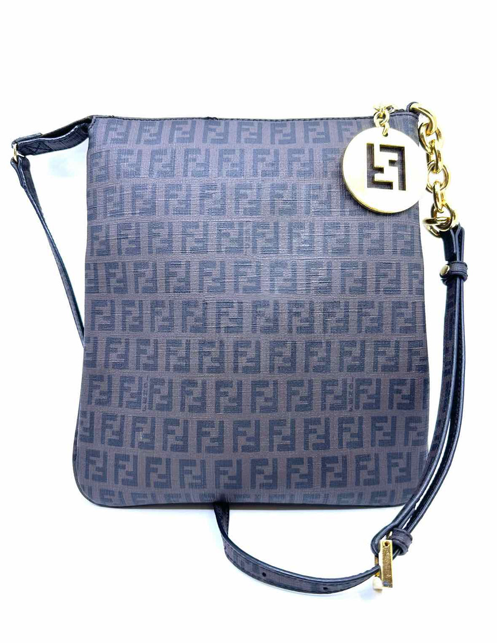 FENDI Brown Coated Leather Monogram Handbag