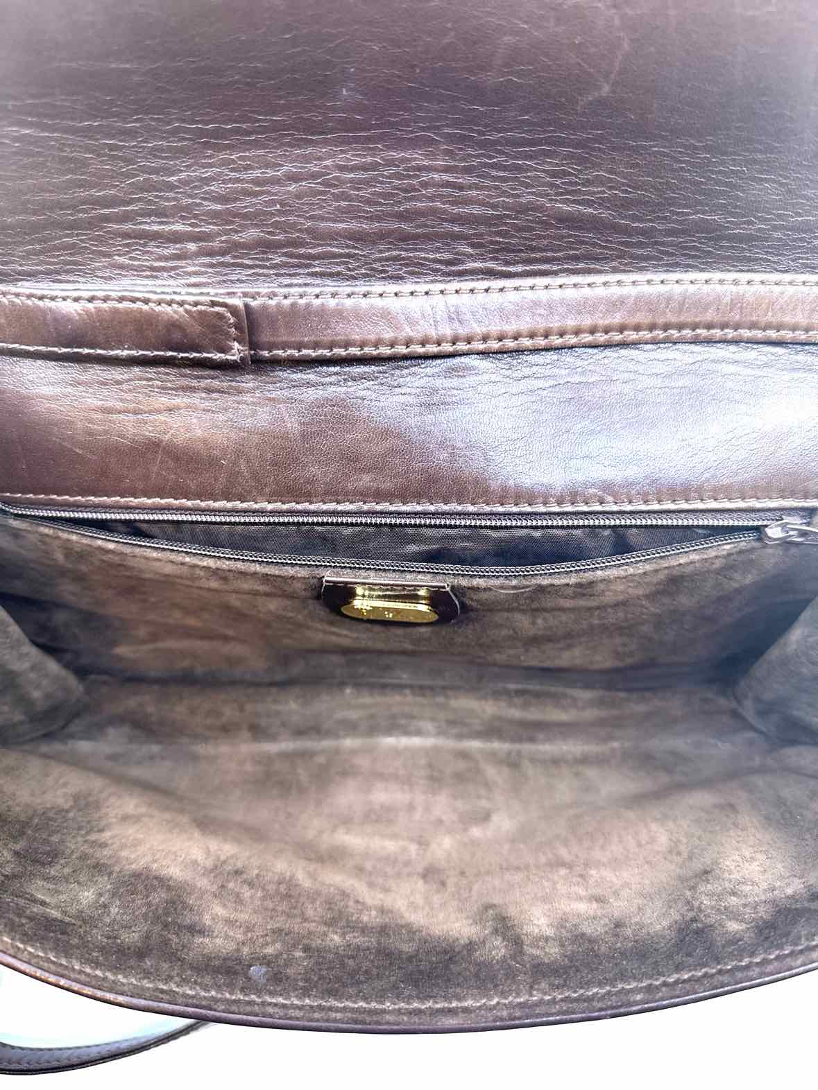 GUCCI Brown Leather Snakeskin Solid Handbag