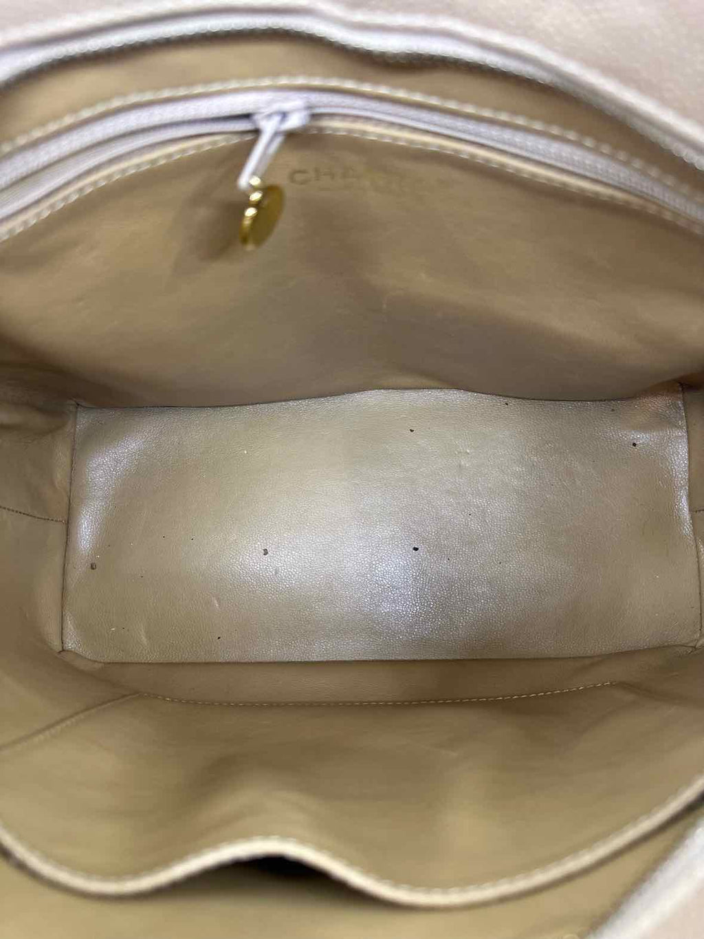 CHANEL Beige Leather Quilted Tote
