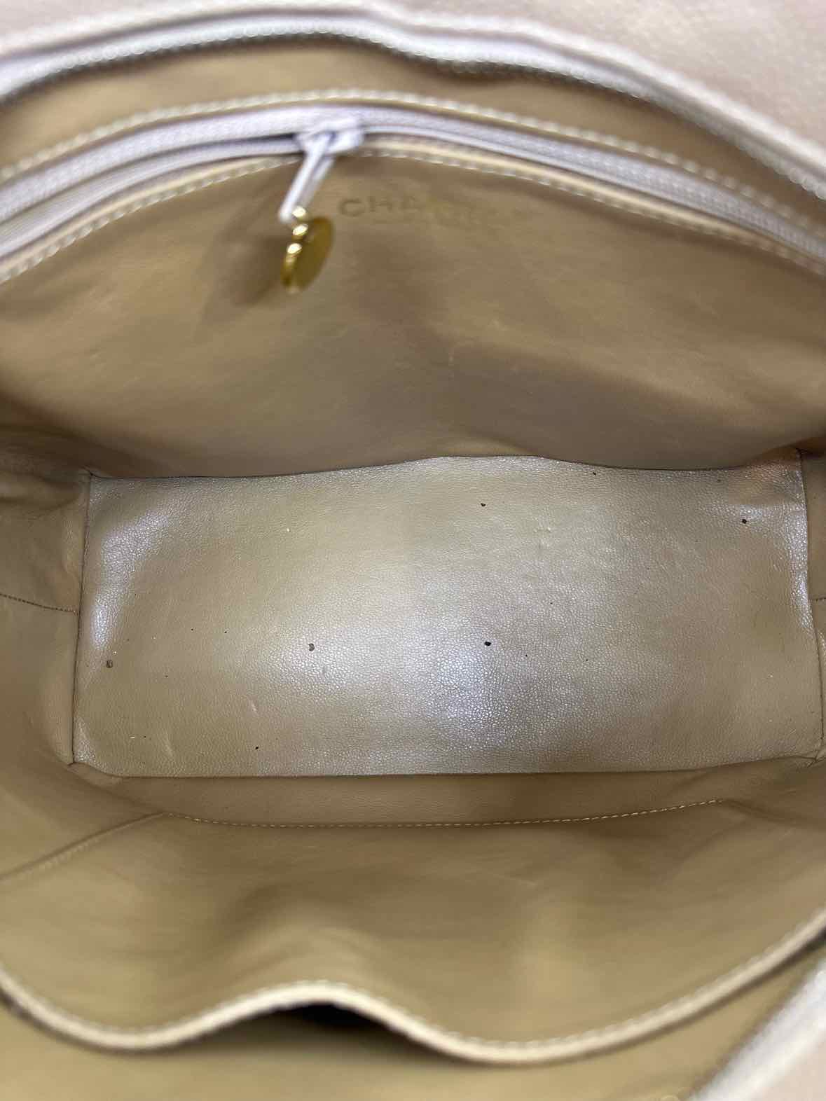 CHANEL Beige Leather Quilted Tote