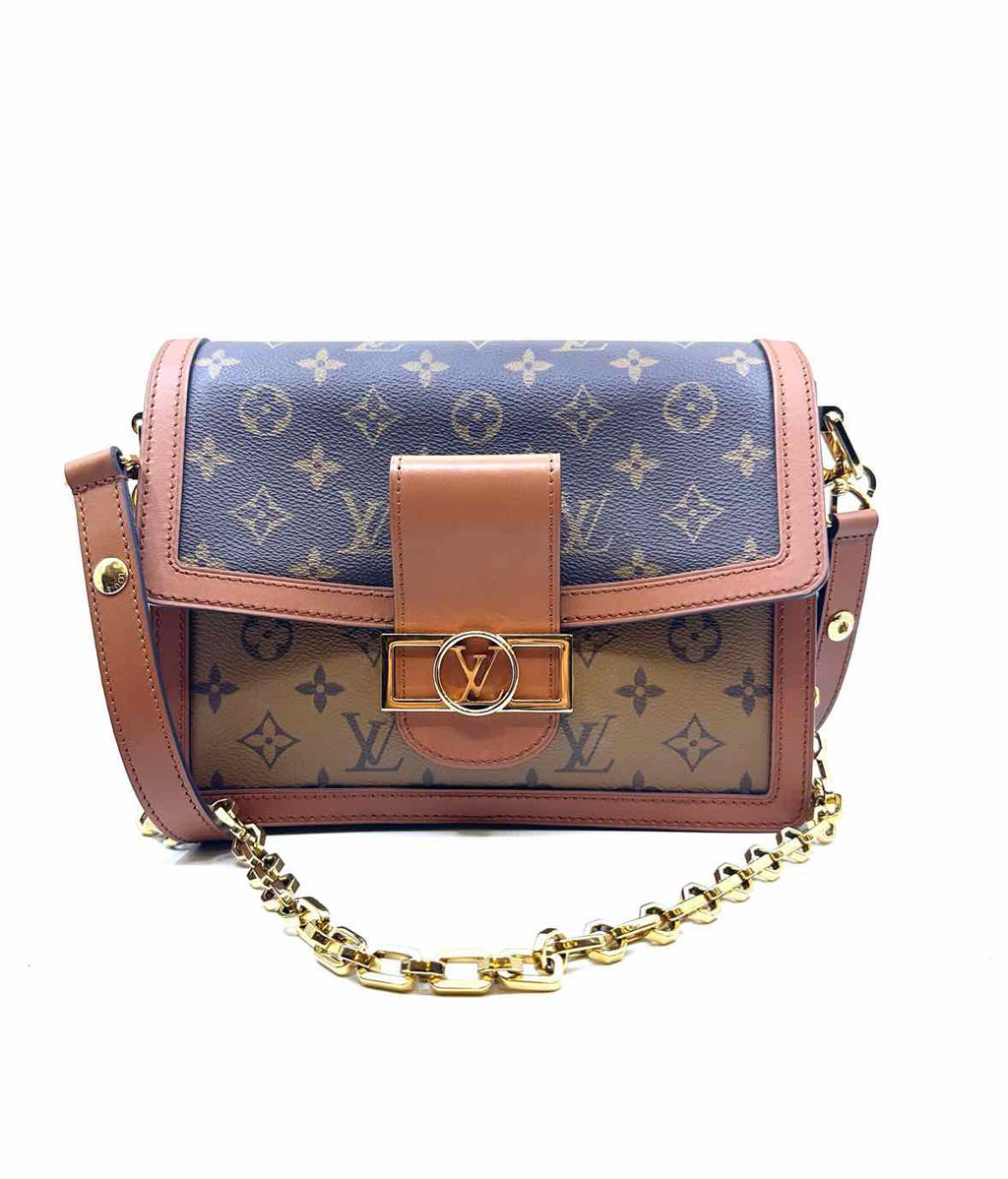 LOUIS VUITTON Brown Leather Monogram Handbag