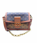 LOUIS VUITTON Brown Leather Monogram Handbag