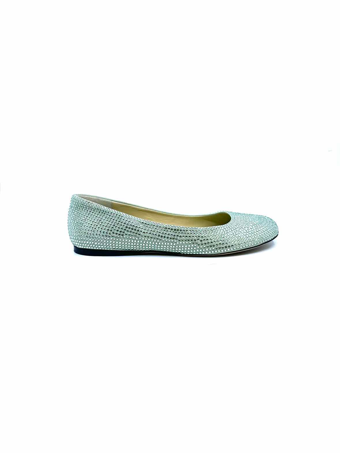 LOEWE Size 11 Pastel Green Crystal Solid Flats