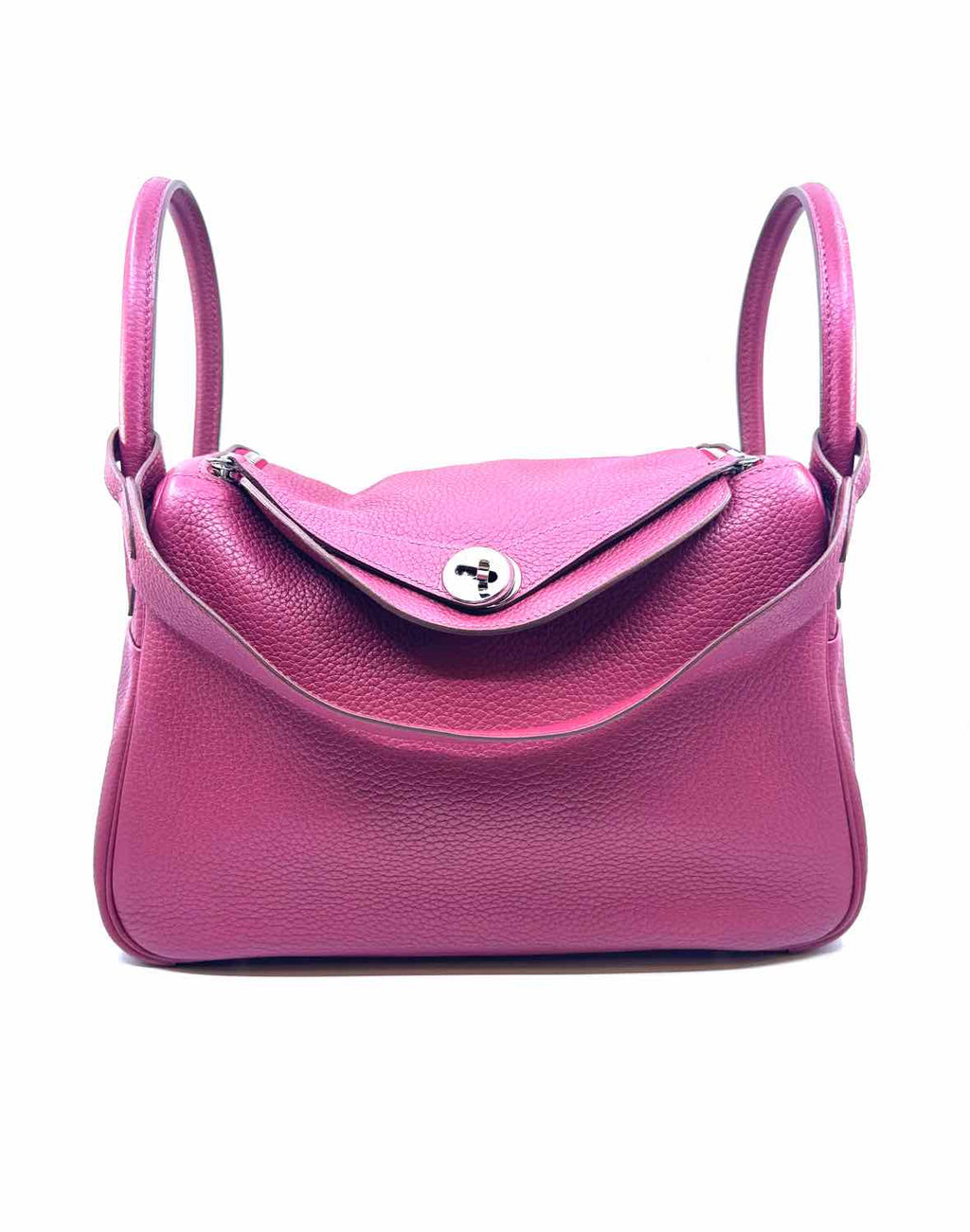 HERMES Taurillon Clemence Lindy Mauve Pebbled Leather Solid Handbag
