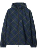 CHECK PATTERN HOODED ZIP-UP JACKET