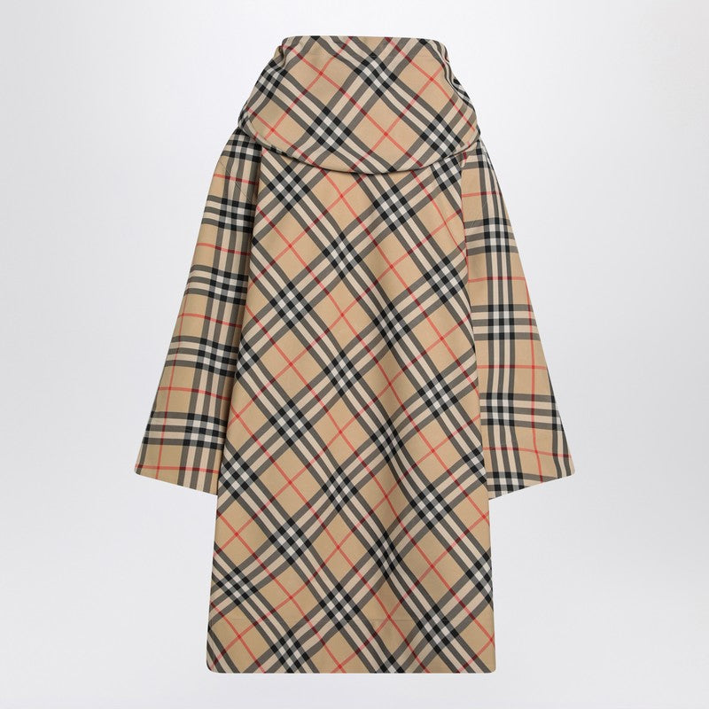 Beige Flounced Midi Skirt