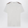 White T-shirt with Check-patterned stripe